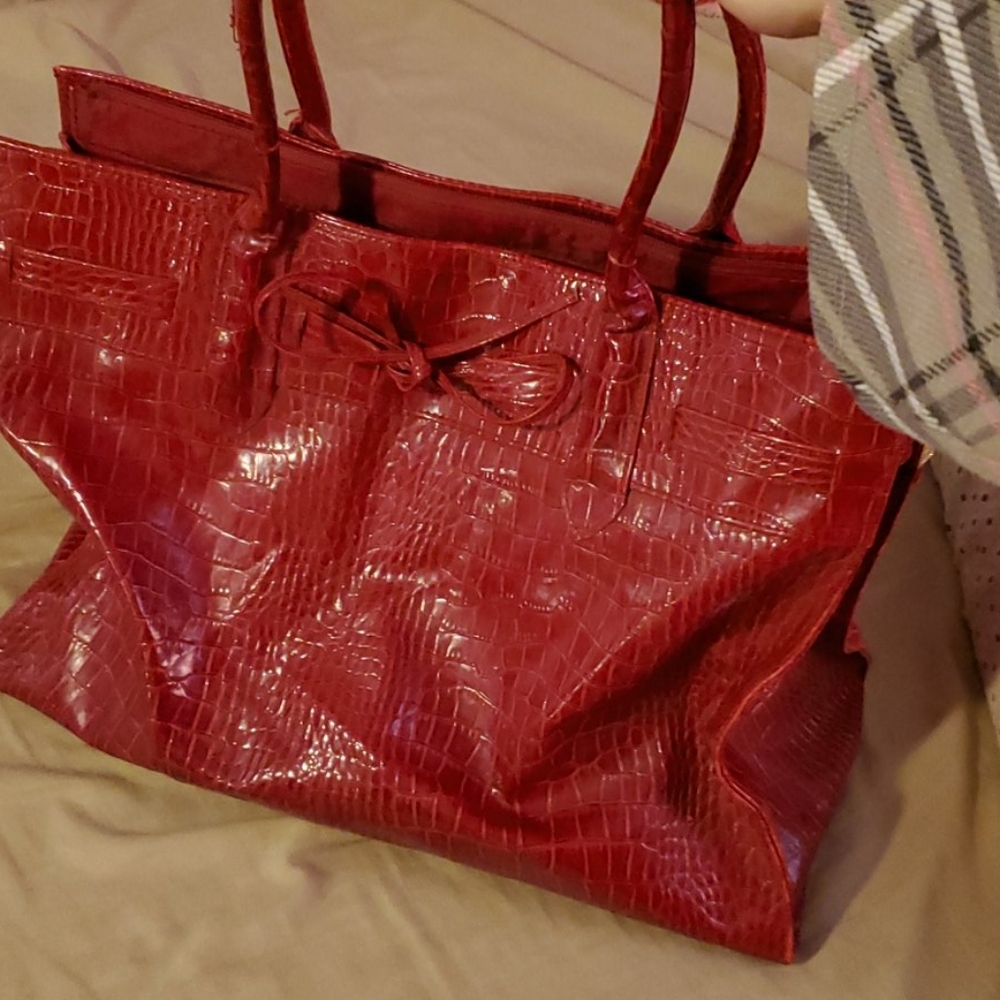Large Red Croc Tote